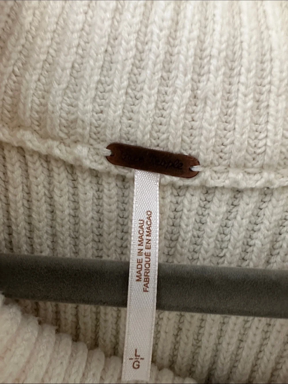 Free People Cream Half-Zip Knit Sweater with Green & Purple Stripes
